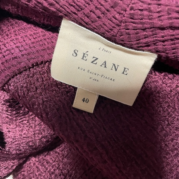 Sezane Abelia Blouse wrap top drape vneck textured wine maroon women’s 40 / 8 - Picture 5 of 8